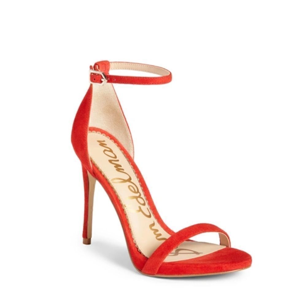 Sam Edelman Arielle Two Strap Leather Heel, Red Coral SZ 9
